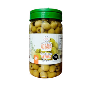Aceituna verde sin hueso en frasco