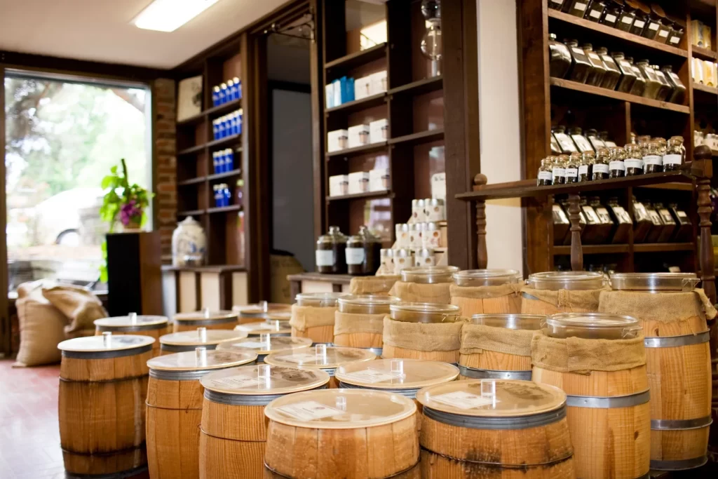 Vista de una tienda de productos árabes