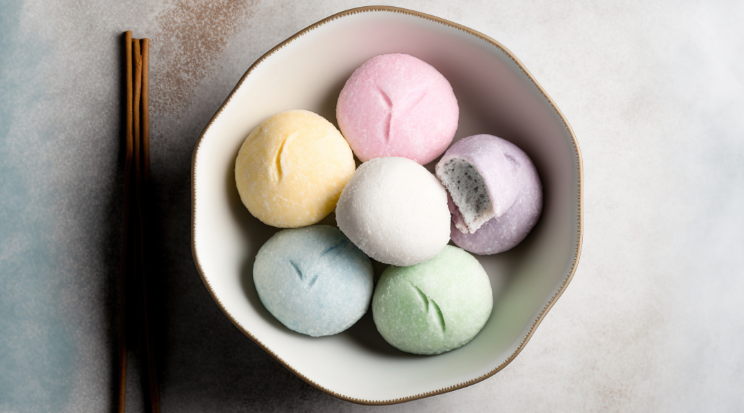 Mochi japones como una de las recetas con harina de arroz